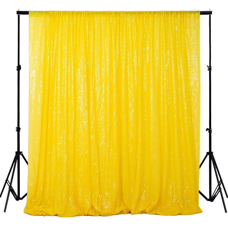 ShiDianYi Yellow Glitter Backdrop Curtain Photo Backdrop 4FTx7FT Sequins Shimmer Curtains for Backdrop -1011E - Image 1